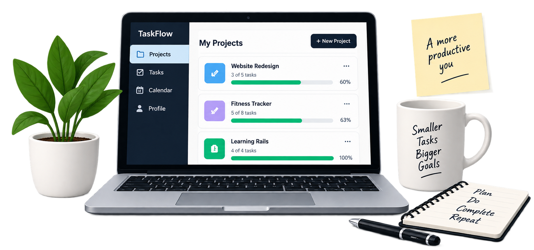 TaskFlow project management dashboard