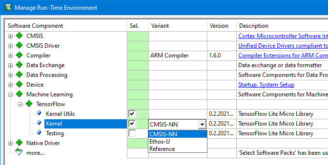 TF-Lite Kernel component variants