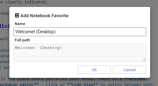 Add favorite dialog