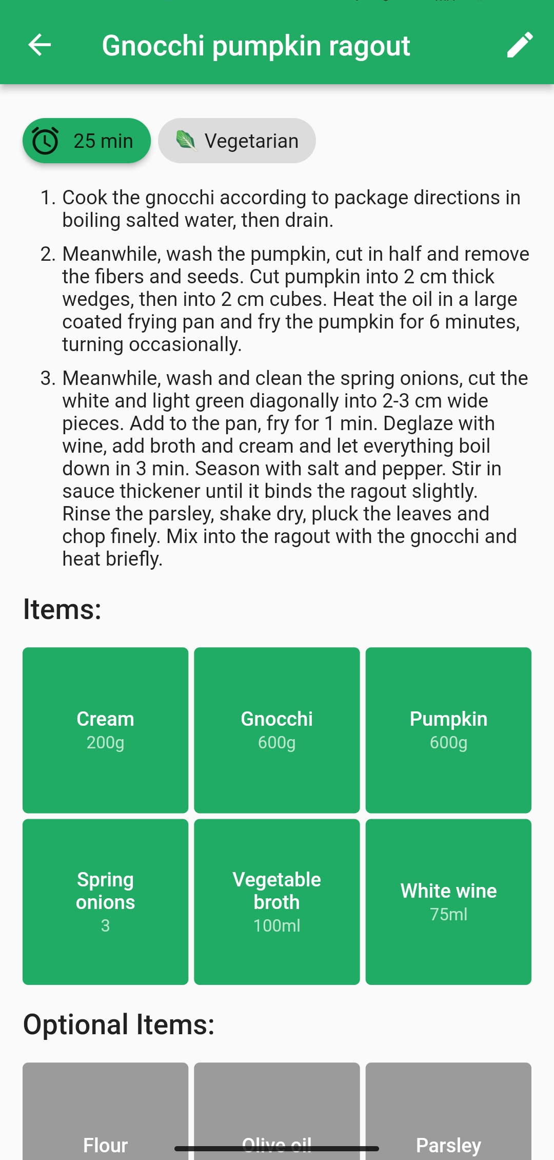 Recipe page