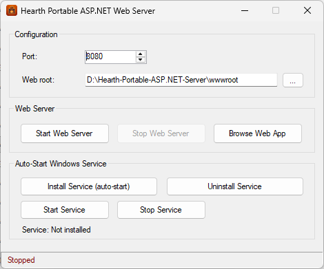 Screenshot Hearth ASP.NET Server