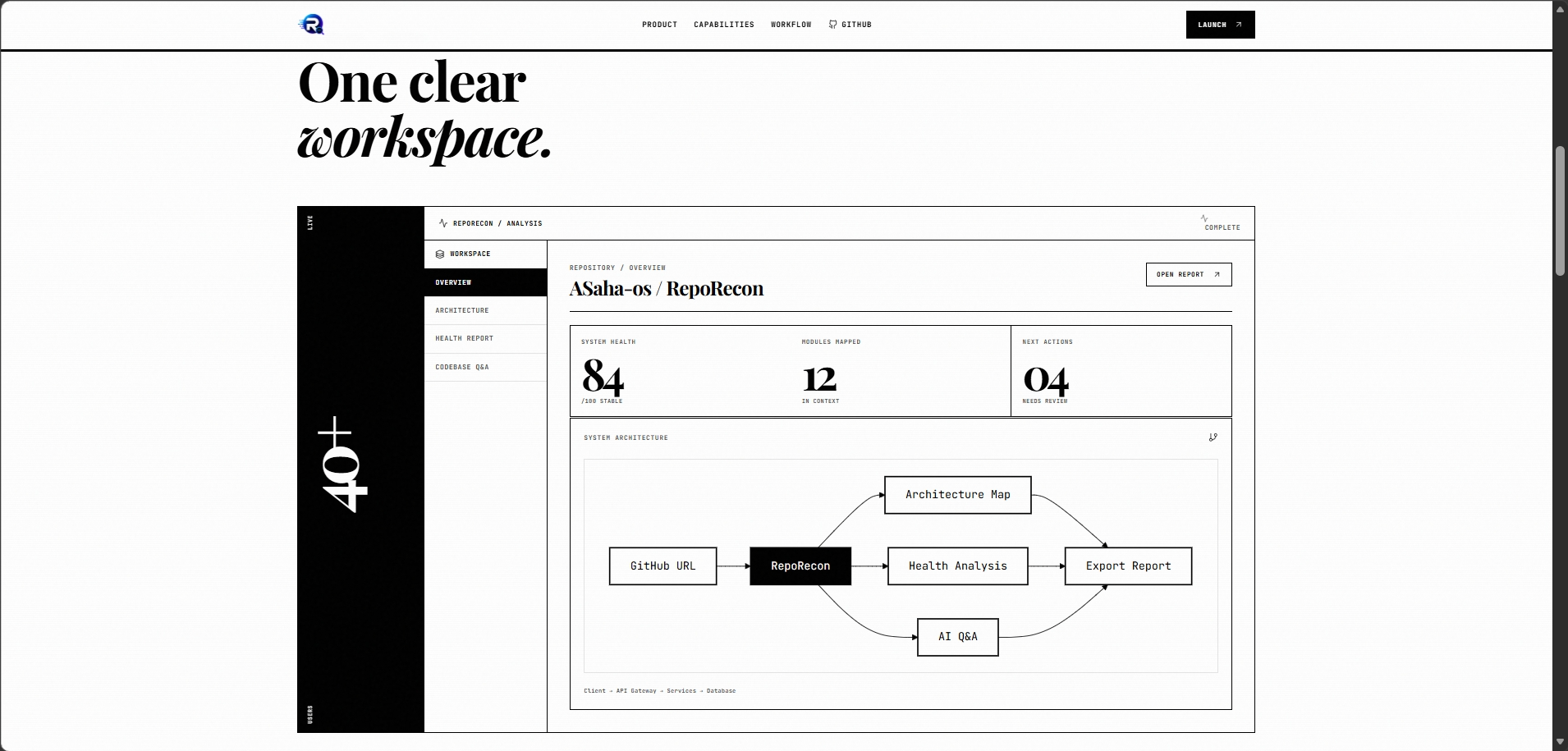RepoRecon app interface