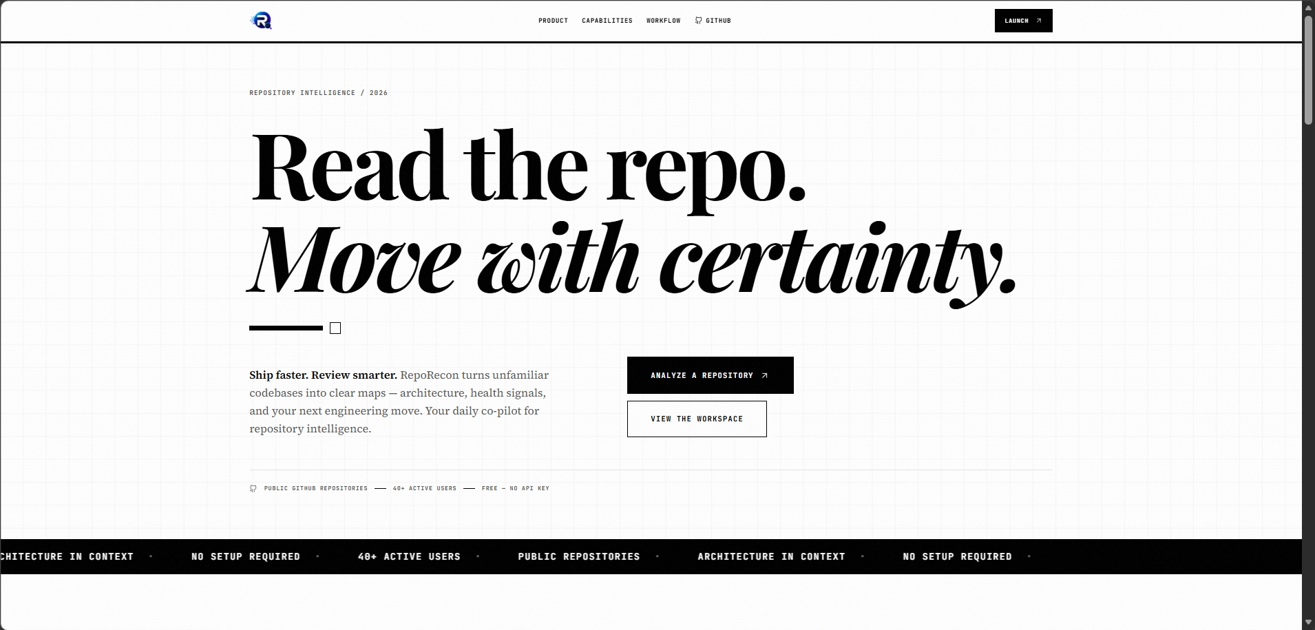 RepoRecon homepage