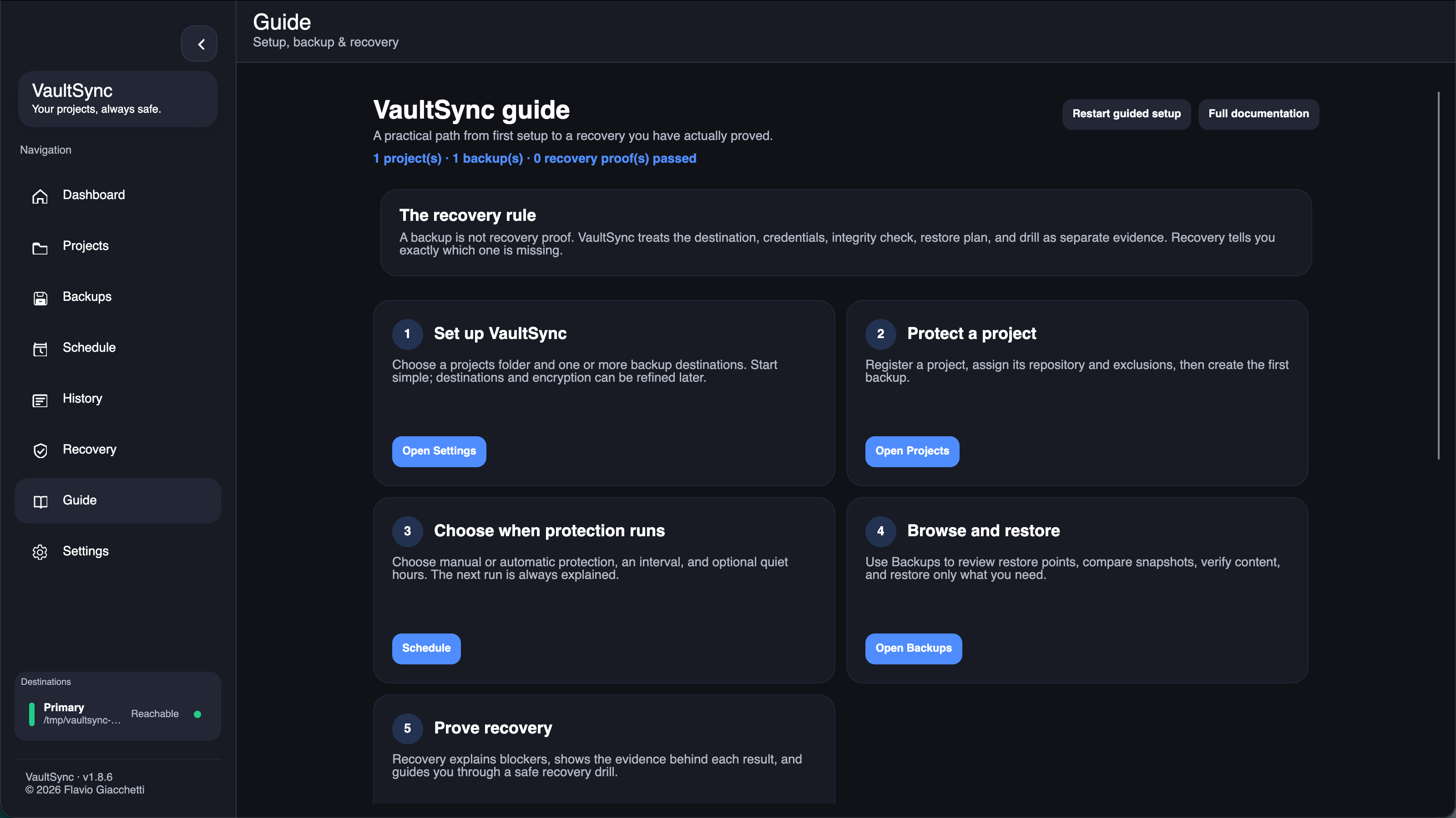 VaultSync in-app guide