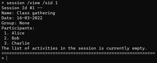 Session View command Screenshot