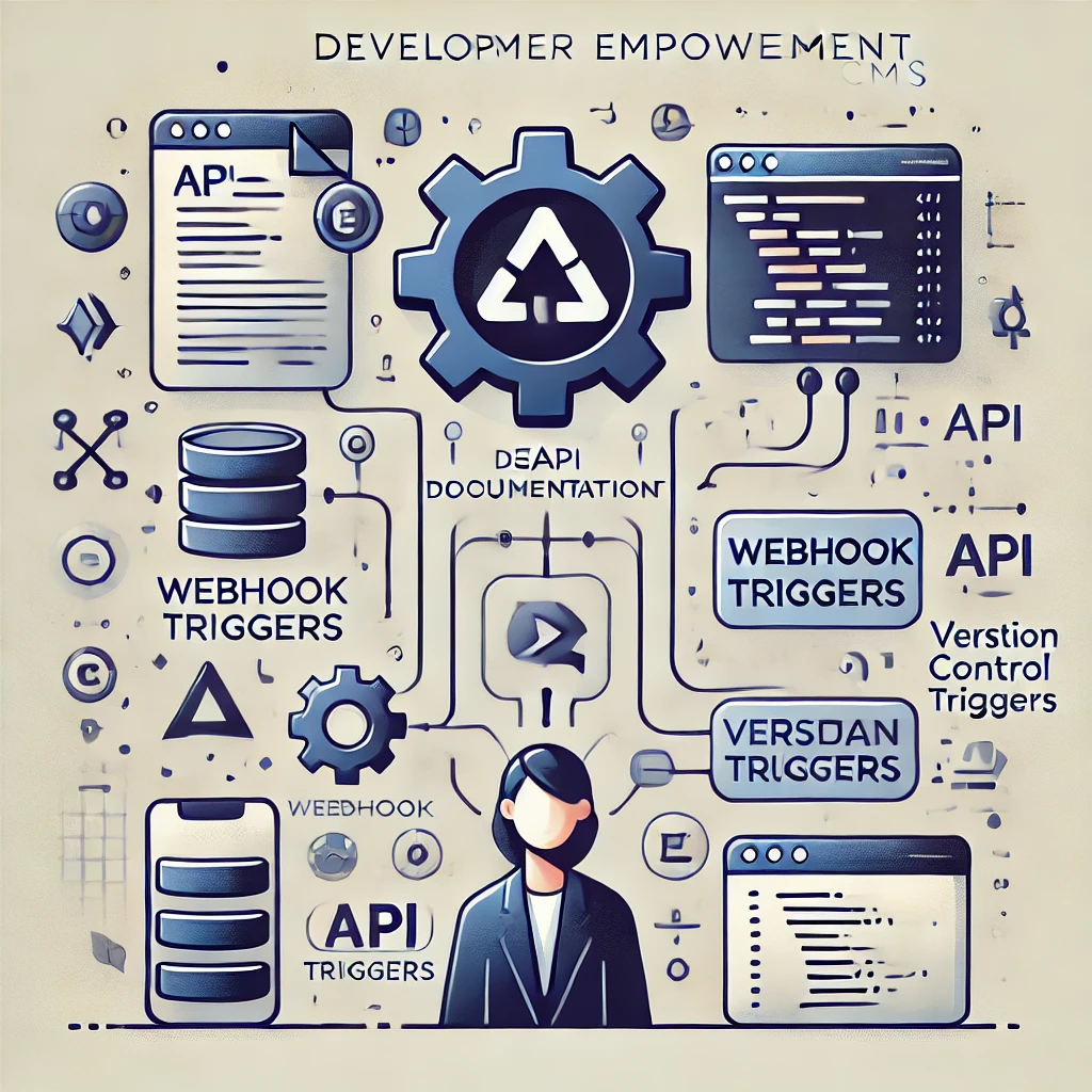 Developer tools illustration for Nodify: RESTful APIs, webhooks, and version control