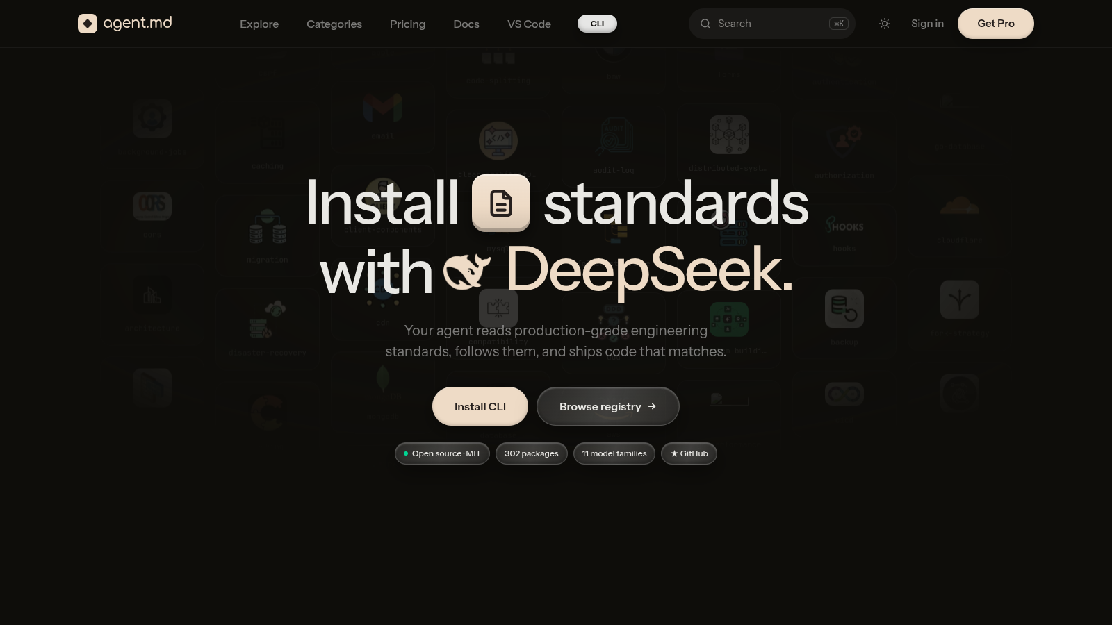 Agent.md — install standards with any agent