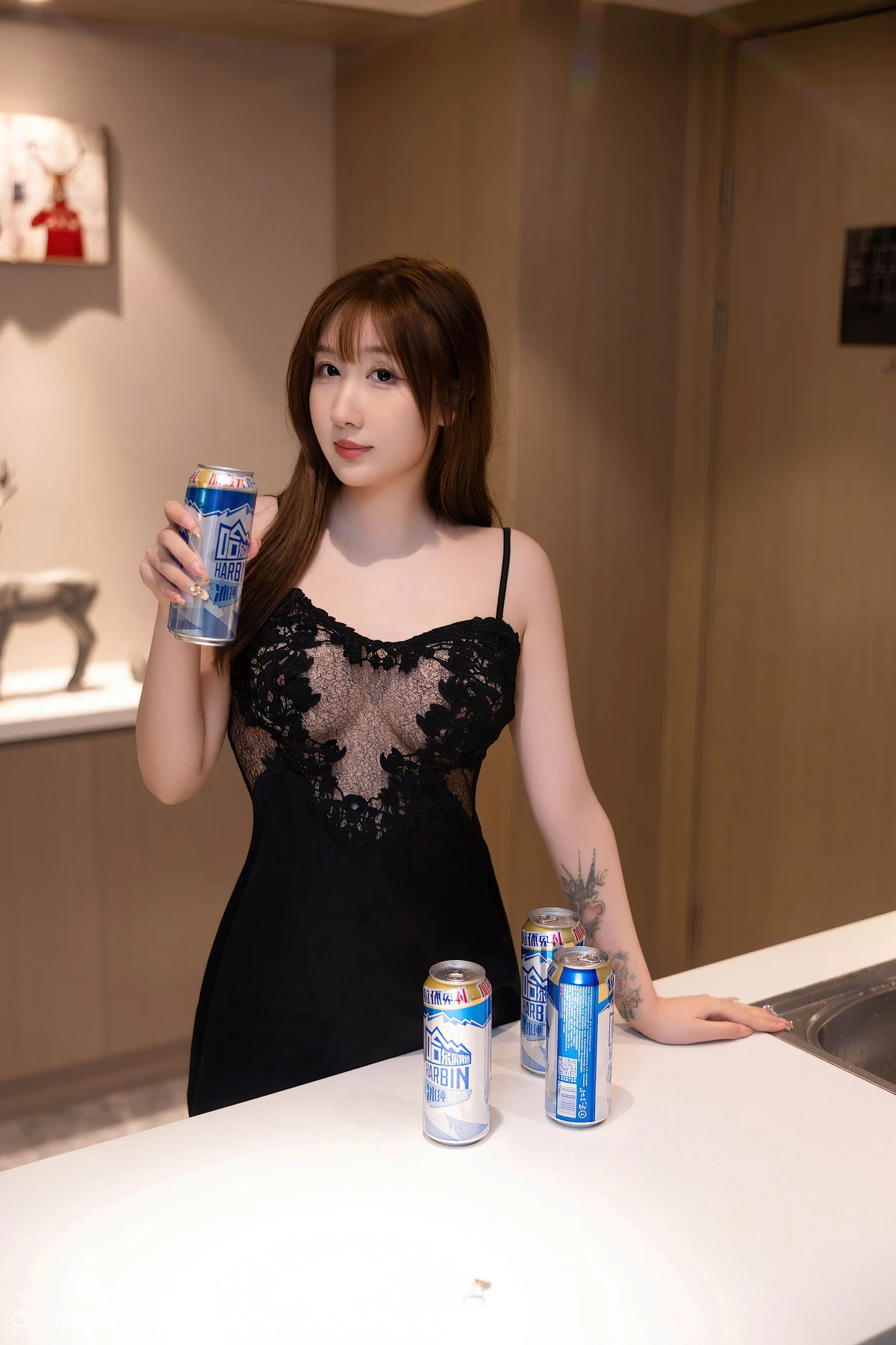 XiuRen No.7437江真真：浴室薄纱黑丝写真，解锁你的魅力吸睛密码 - 5