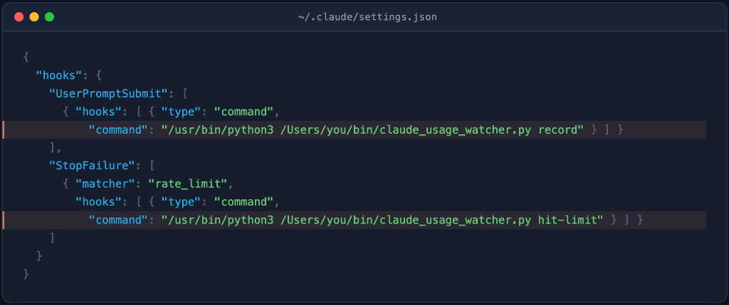 Claude Settings Hook Configuration