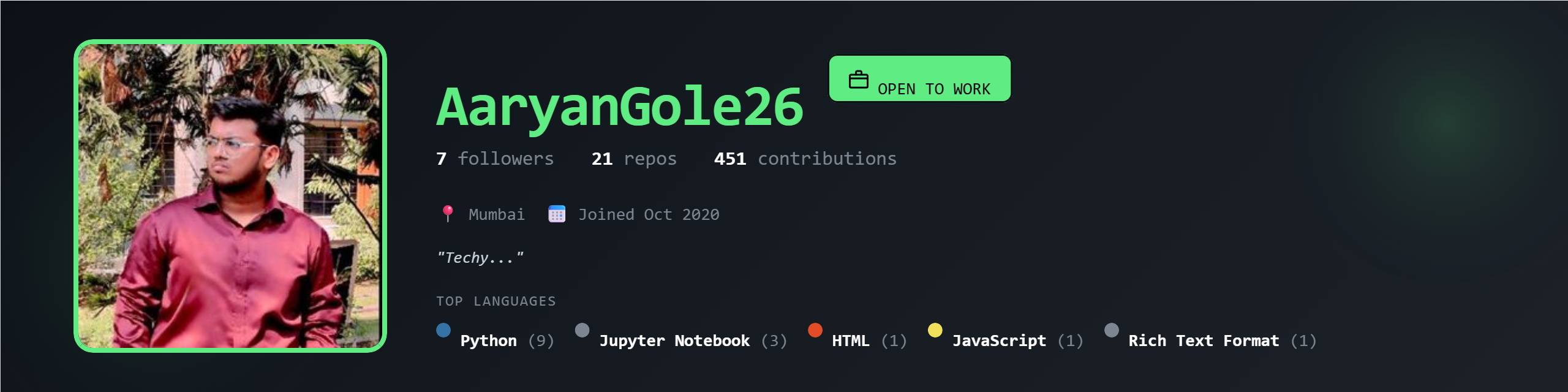 AaryanGole26's GitHub Banner