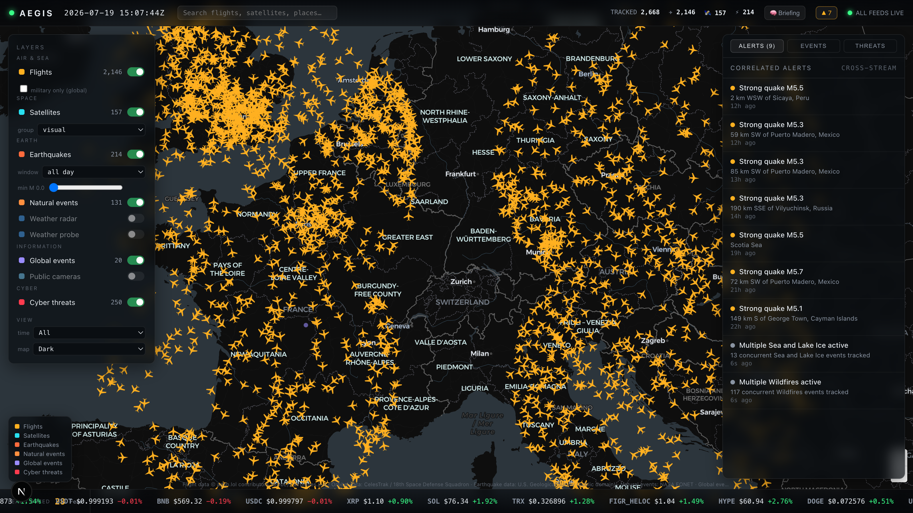 AEGIS real-time global intelligence dashboard