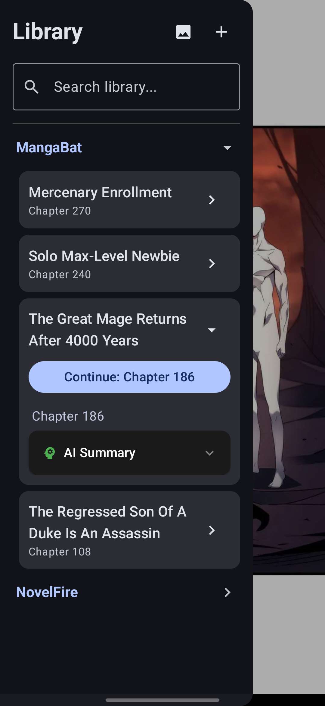 EasyReader manwha reader screen from the EasyReader repository