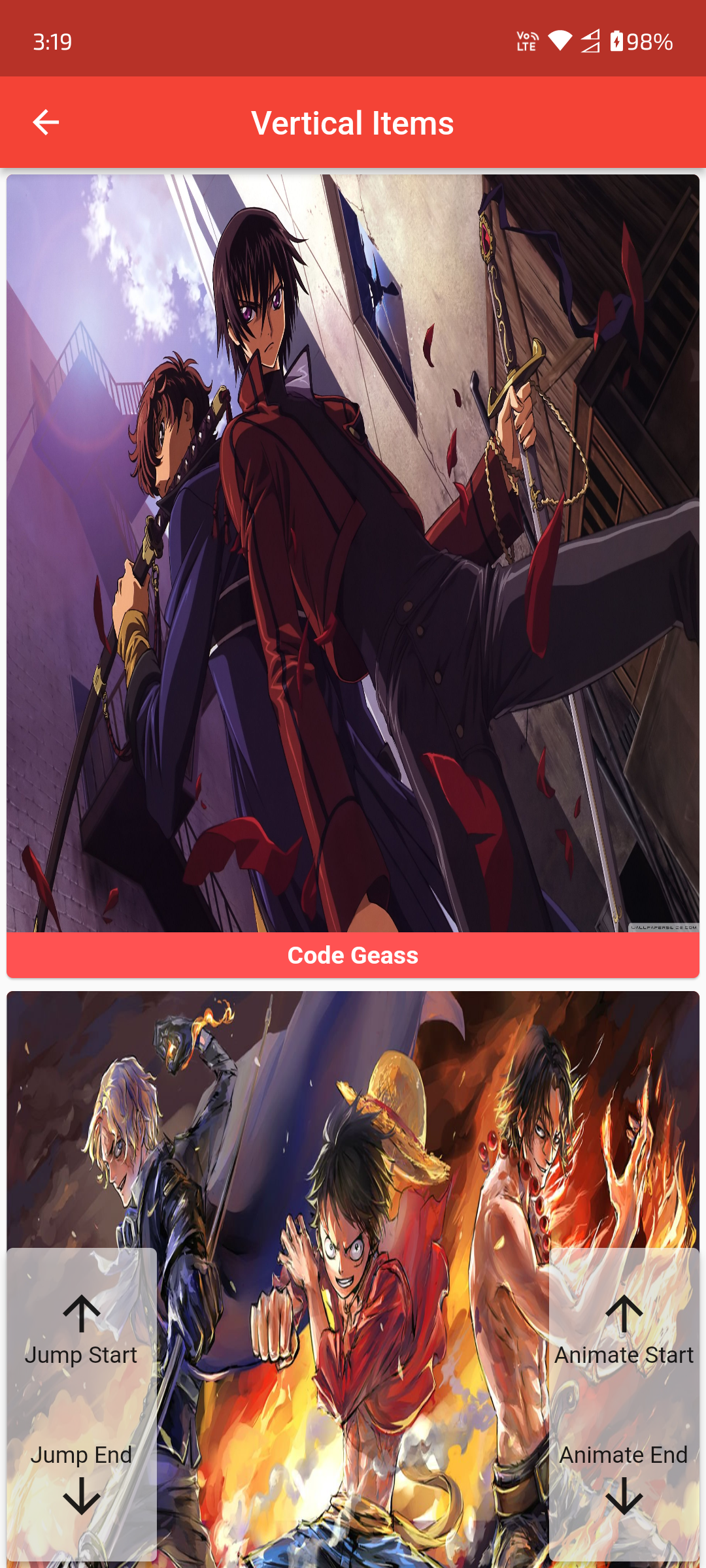 Vertical Items Screenshot