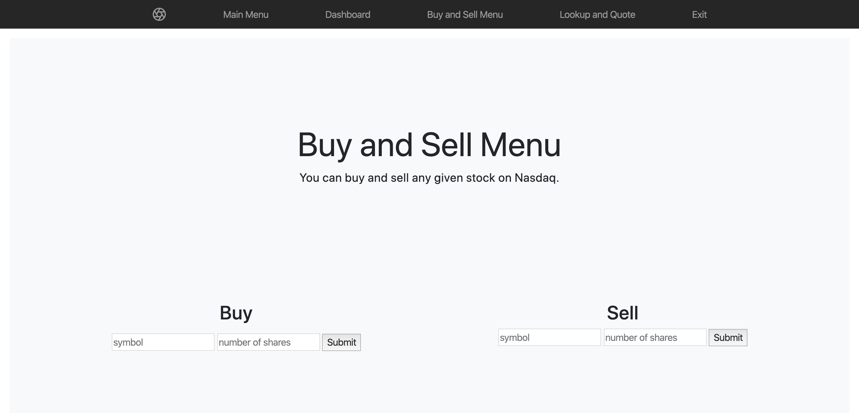 Buy and Sell Menu