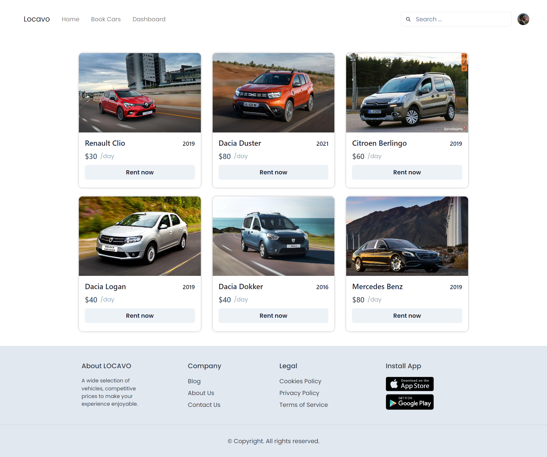 Cars page