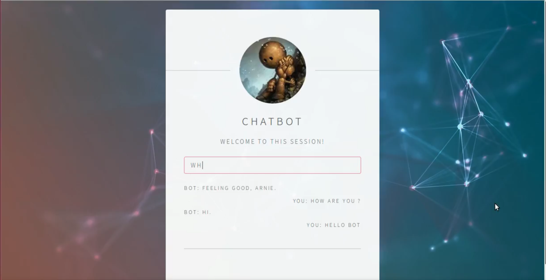 Chatbot web interface