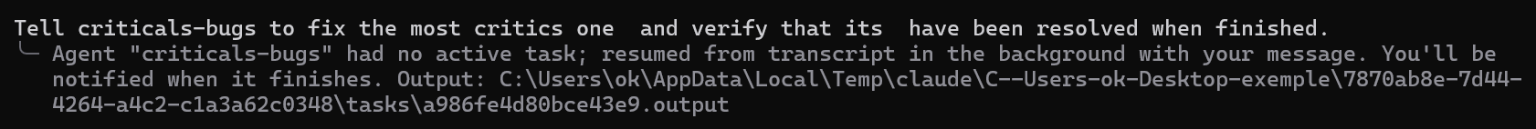 Sending the finished agent a follow-up task