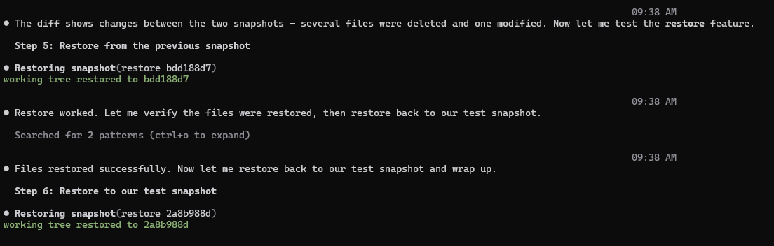 Restoring an older snapshot, then restoring back