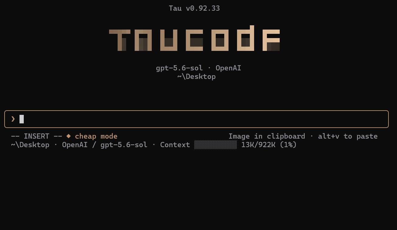 Tau start screen