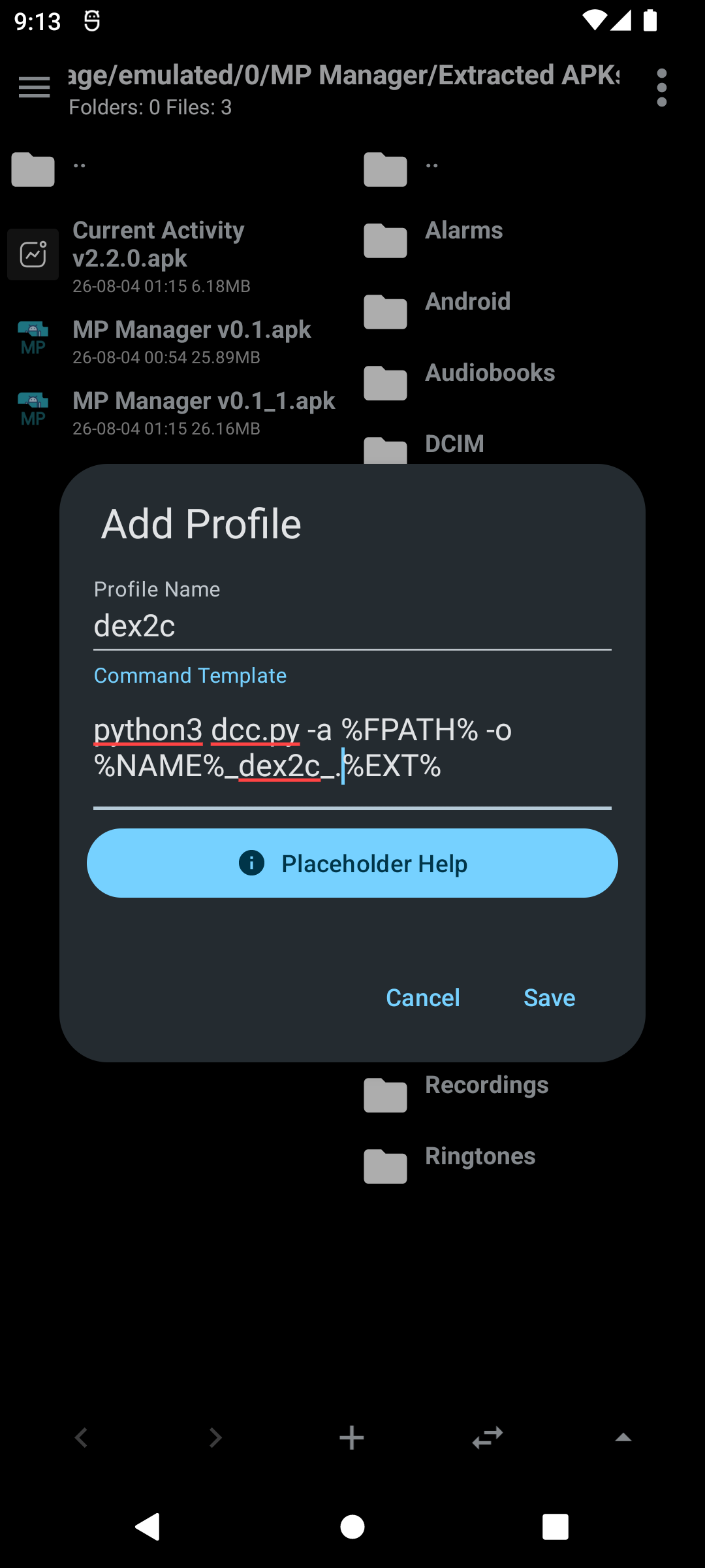 Profile creation