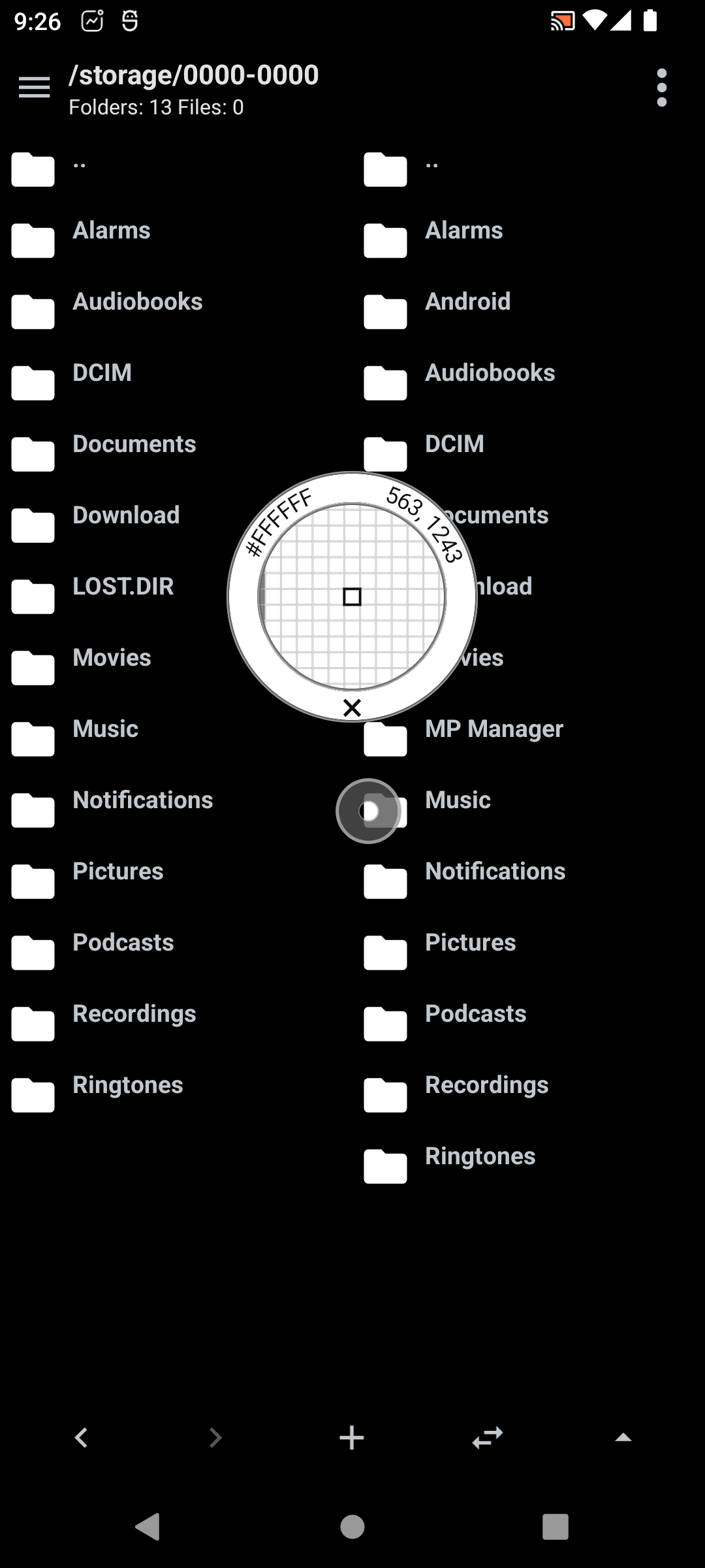 Screen color picker active