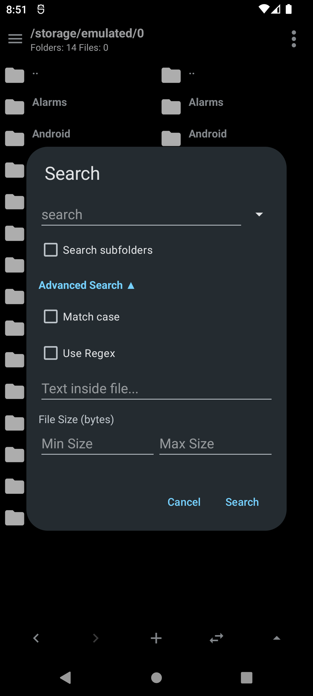 Search dialog