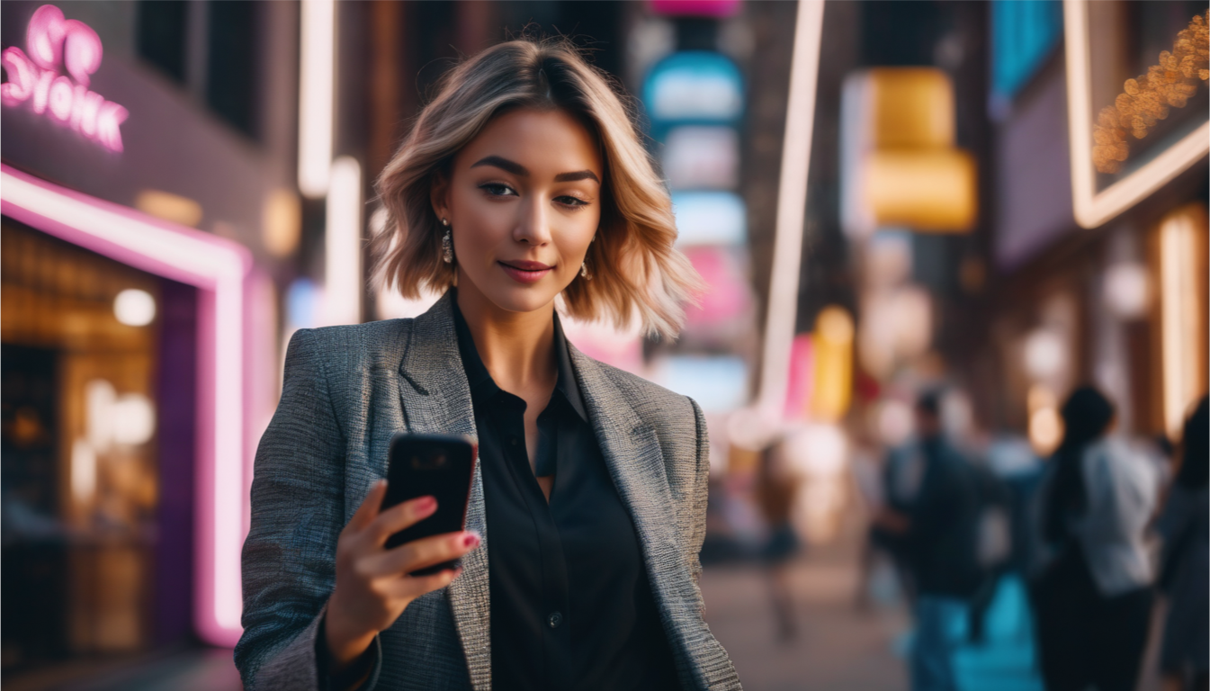 a businesswoman checking her phone