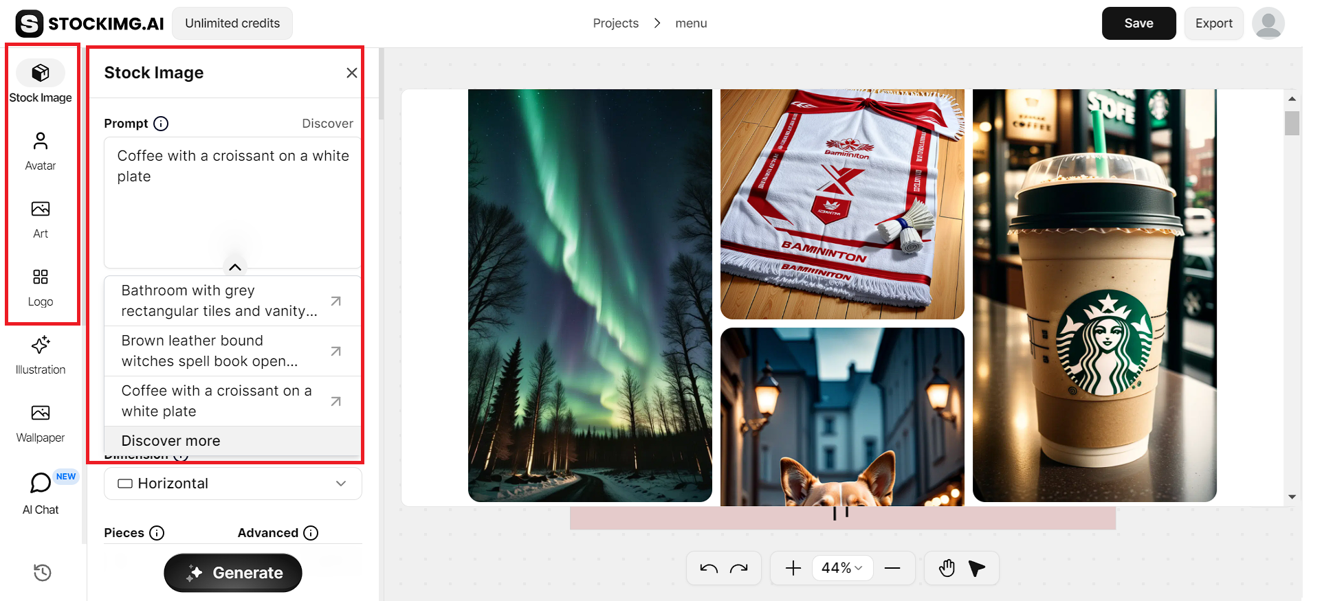 generating images for our menu