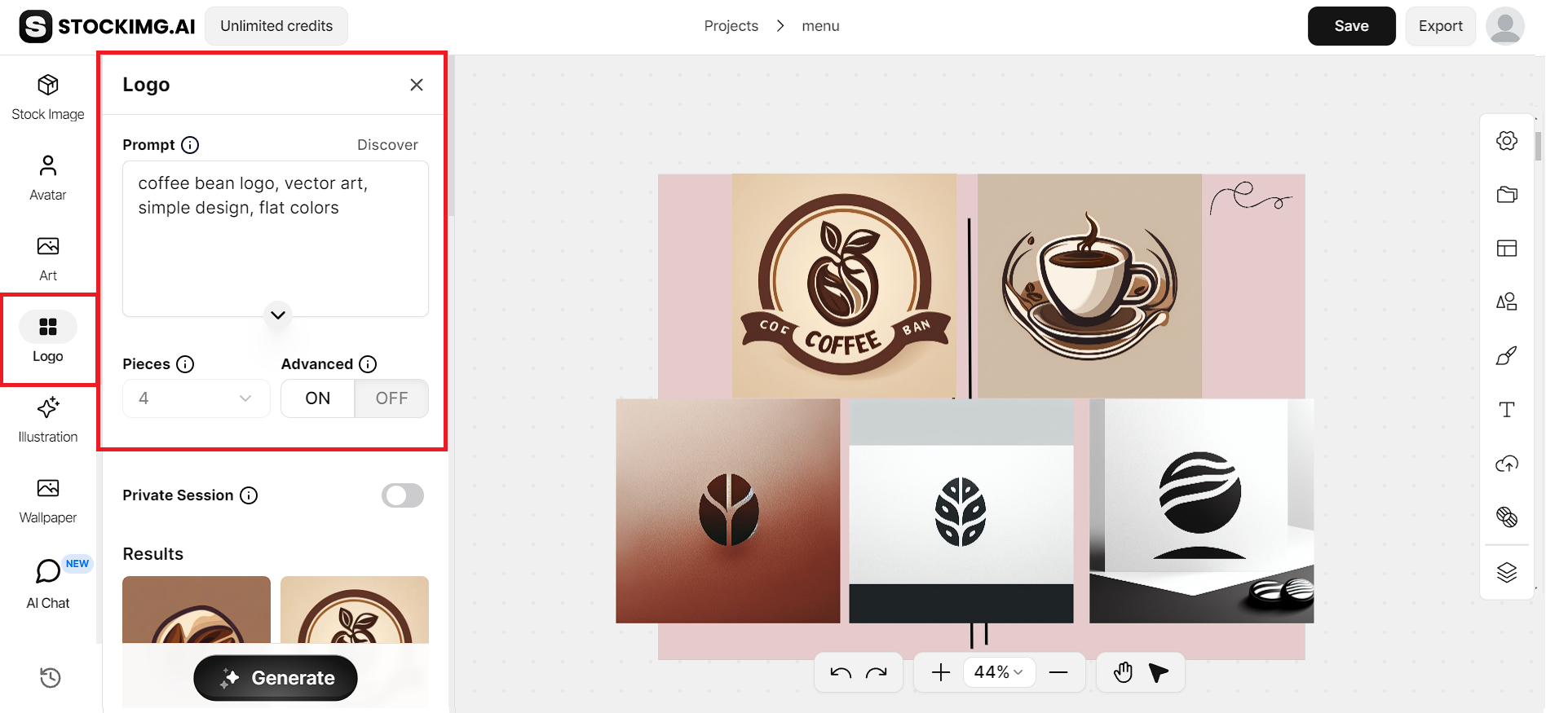 generating a logo for our cafe