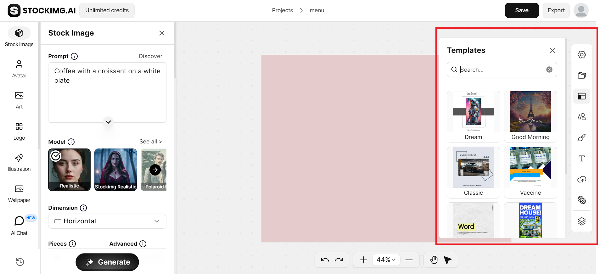 choosing a template for our design