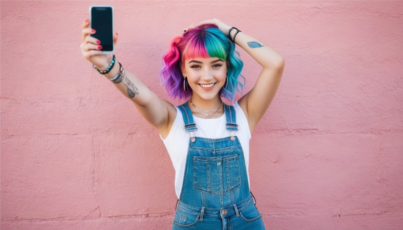 gen z girl with colorful hair