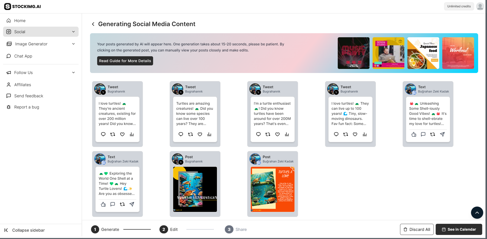 social post editor page