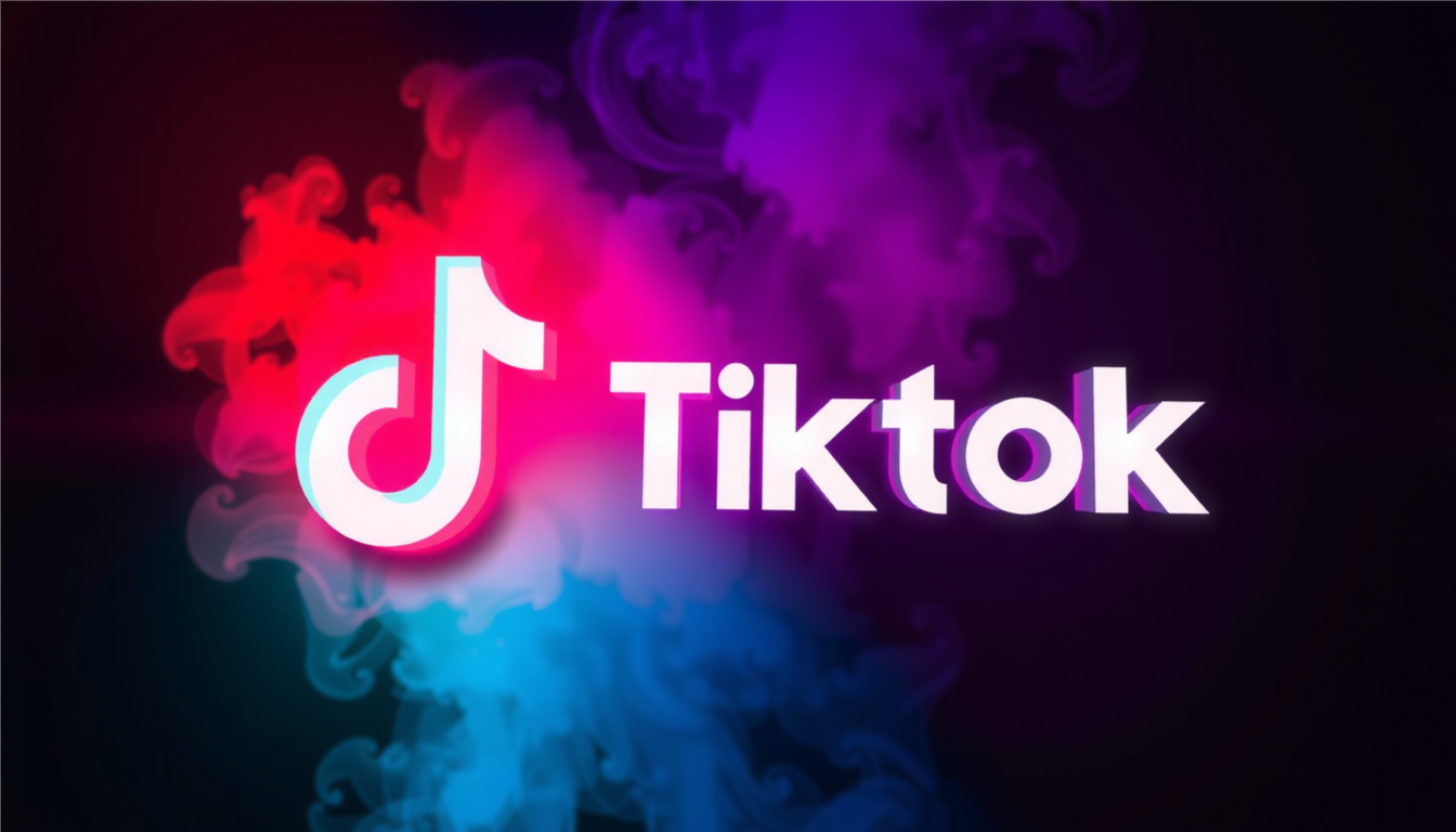 tiktok logo in smoke