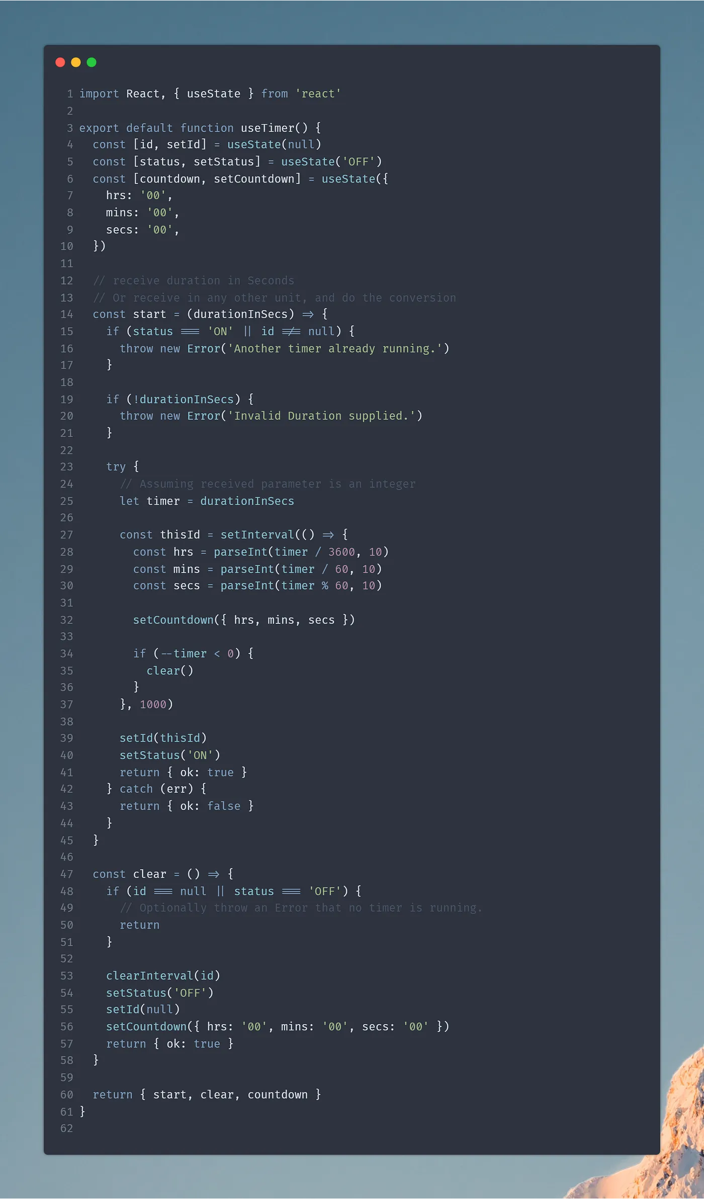 screenshot of code