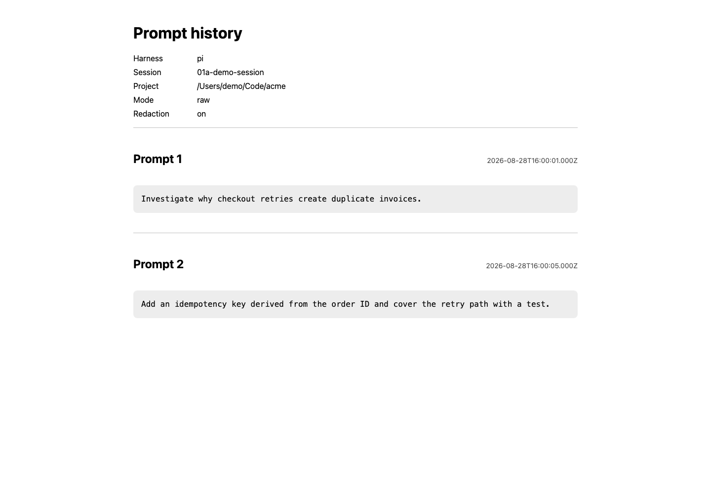 harnext HTML prompt-history export
