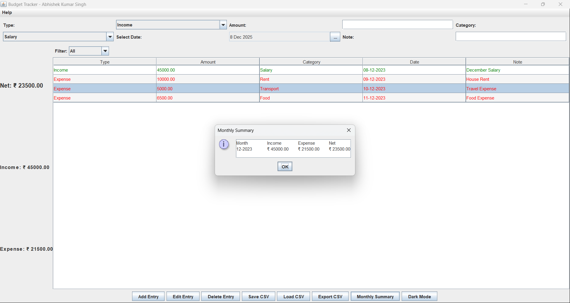 GitHub - Abhirajput2917/BudgetTracker: Java Swing Budget Tracker ...