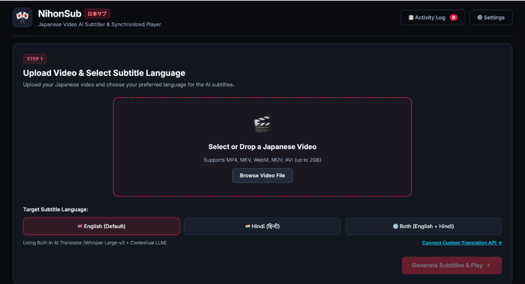 NihonSub Step 1 Upload