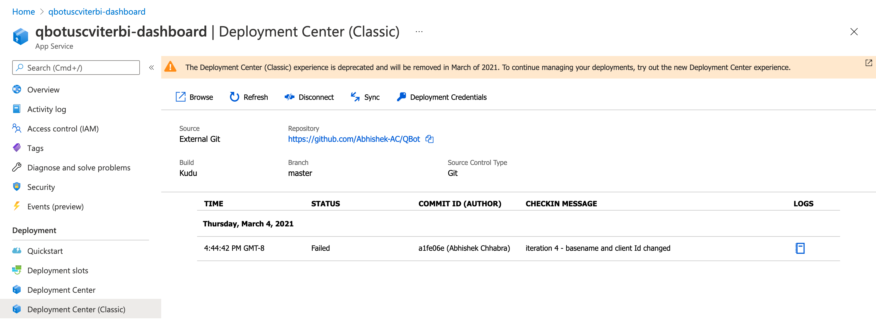 Dashboard Deployment Center