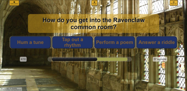 Image of the quiz page showing an example of a question