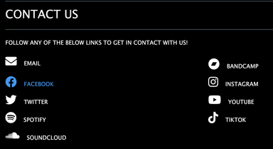 The Contact Us page, with an example of the hover effect applied