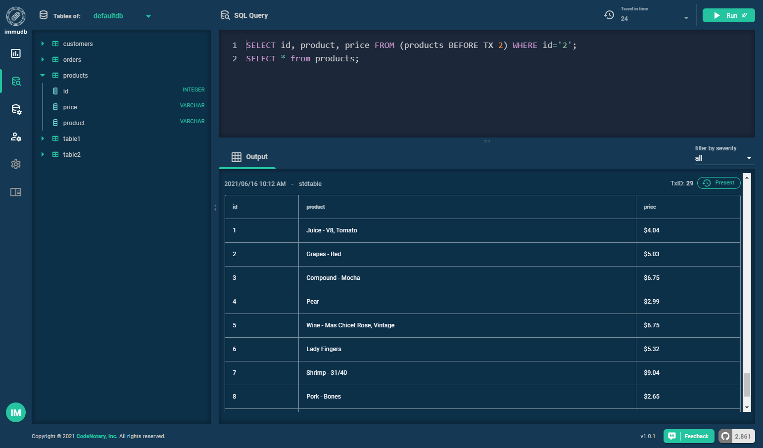 Your own temporary immudb web console access to start using immudb in an online demo environment