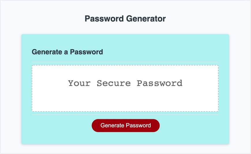 The Password Generator application displayed on a "Large Screen".