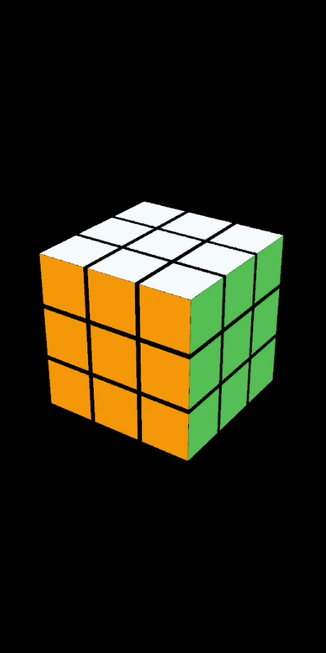 Animated demo of the Puzzle Cube widget being turned and orbited