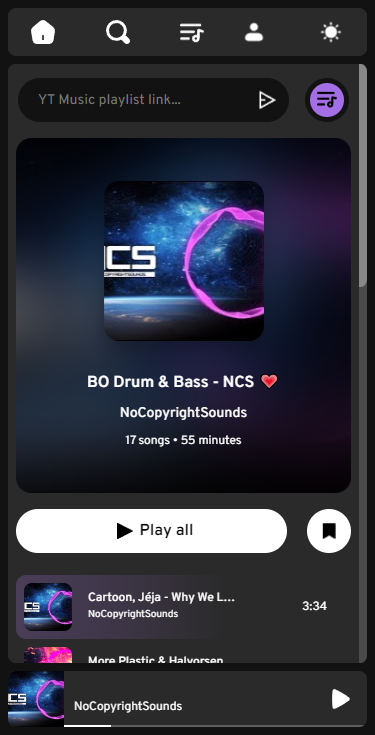 Imported playlist on mobile