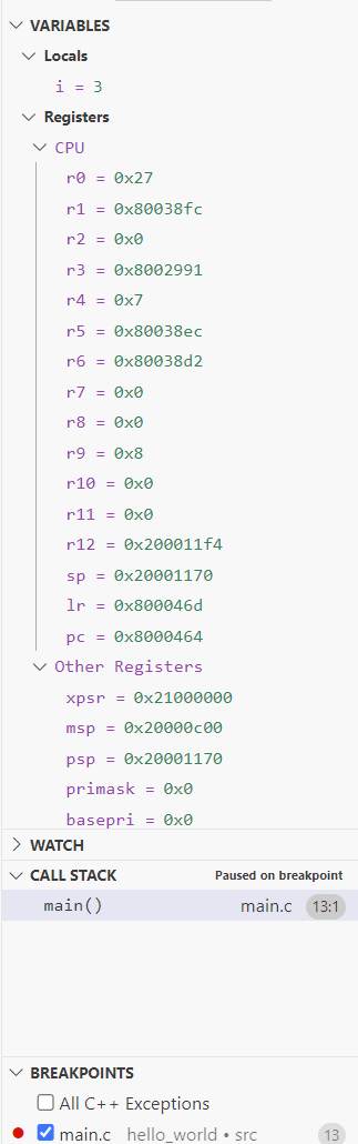 Debug: Variables and Registers