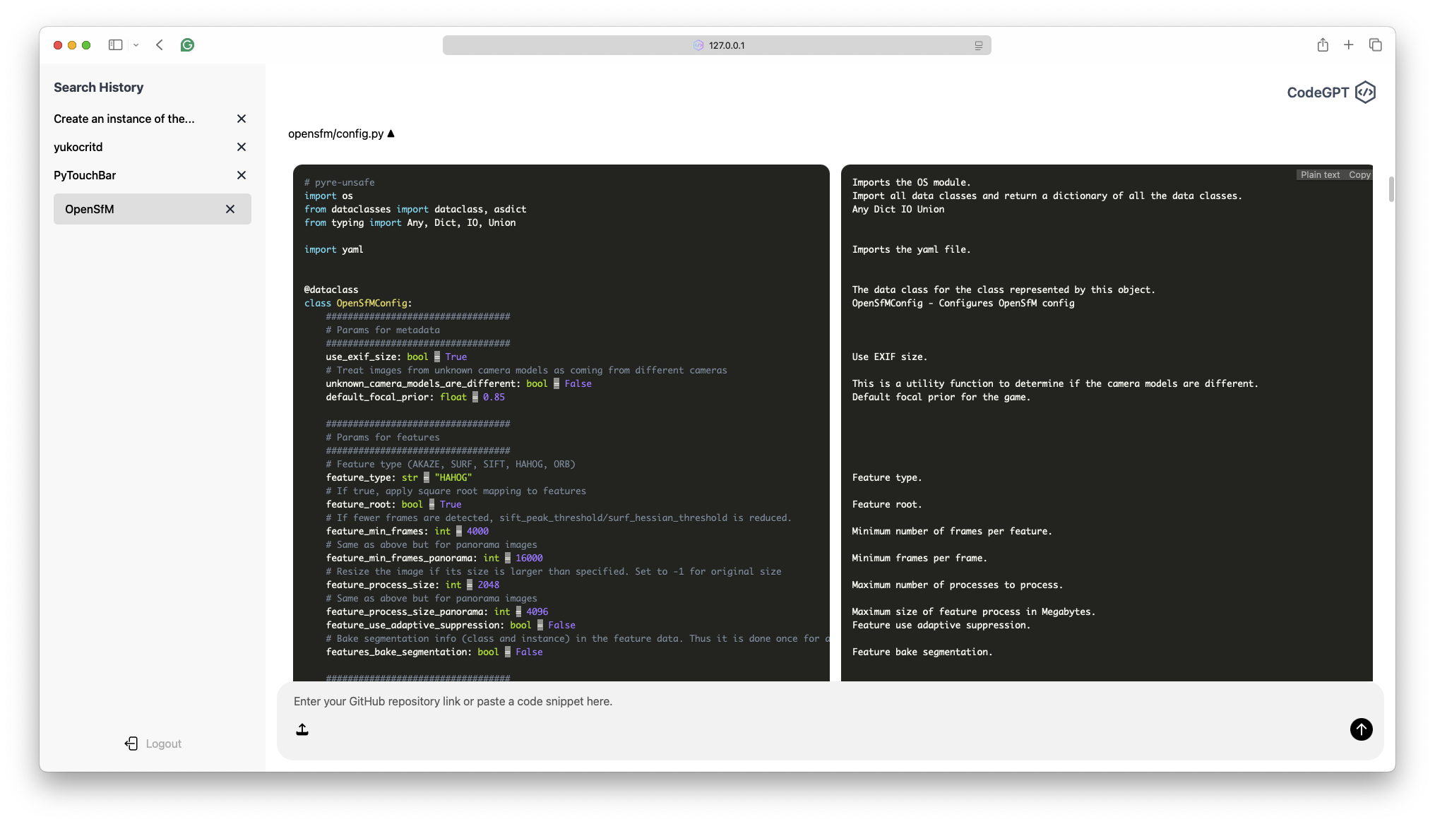 Example GitHub Repository Result.