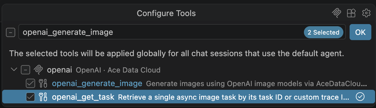 Tool selection in the GPT Image MCP example