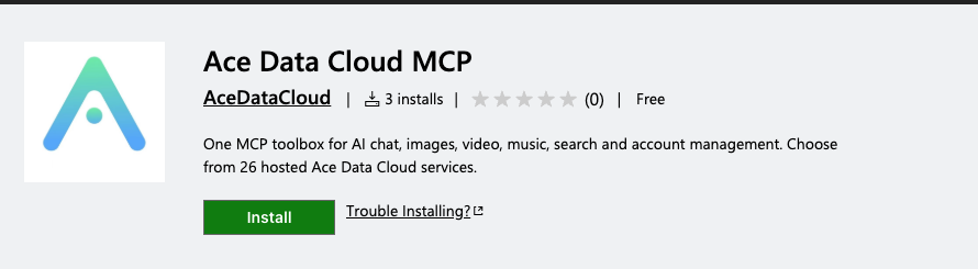 Official Marketplace card with Install button