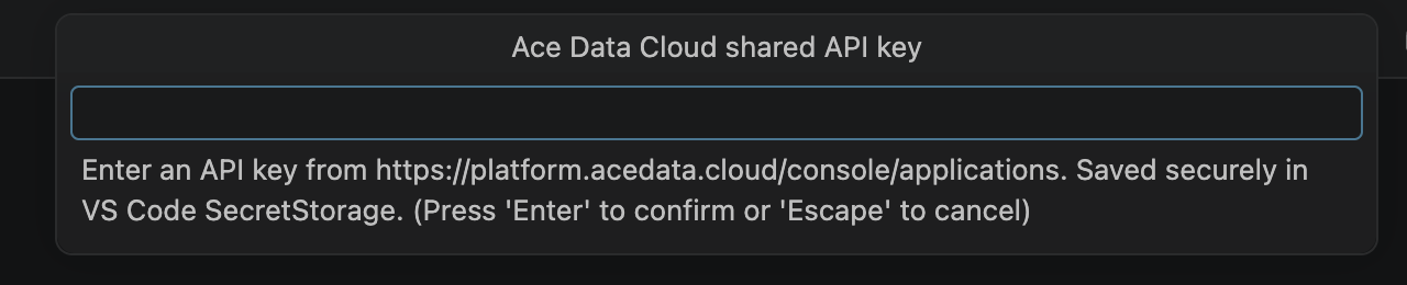 Shared API key input before pasting a key