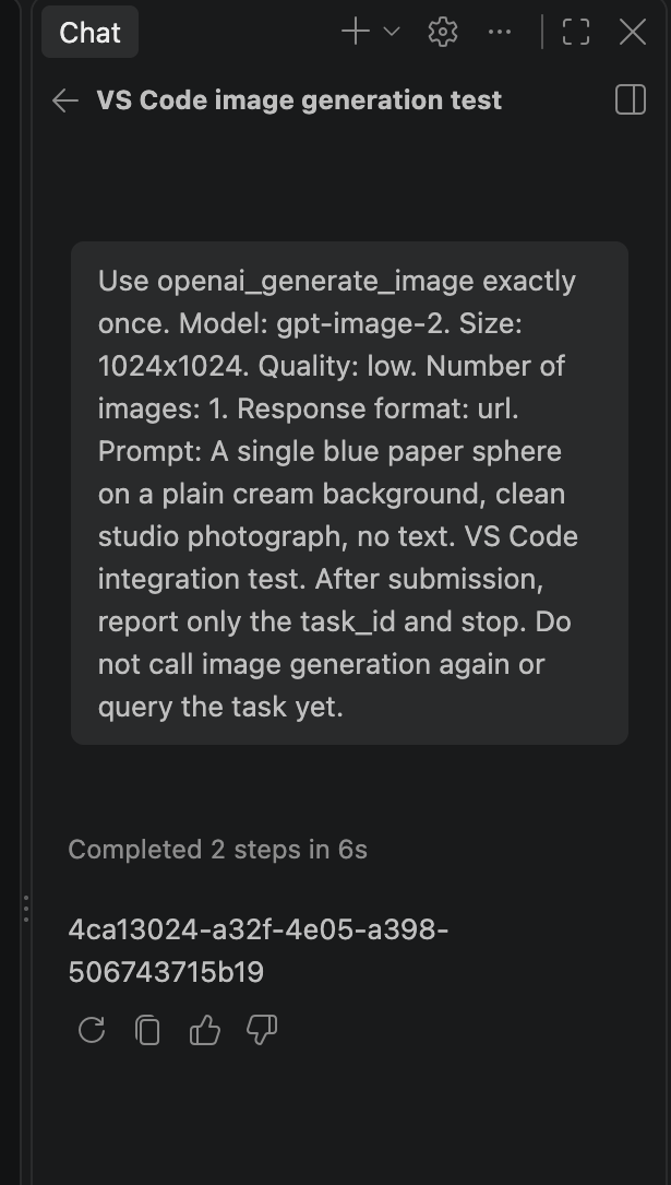 The accepted run returned one task ID